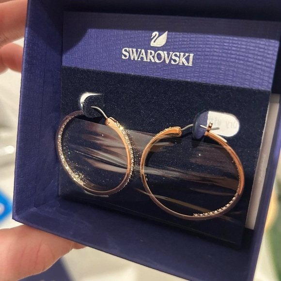 Authentic Swarovski Sommerset Hoop Earrings, Medium, Rose Gold, 5528459. BNIB. - Picture 1 of 11